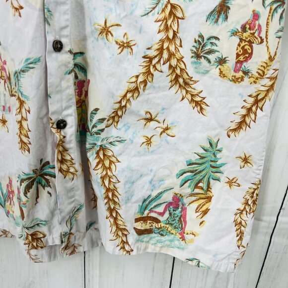 Moda Campia Moda XL VINTAGE Y2K White Palm Aloha Hawaiian Dad Shirt Button Up - Picture 5 of 7